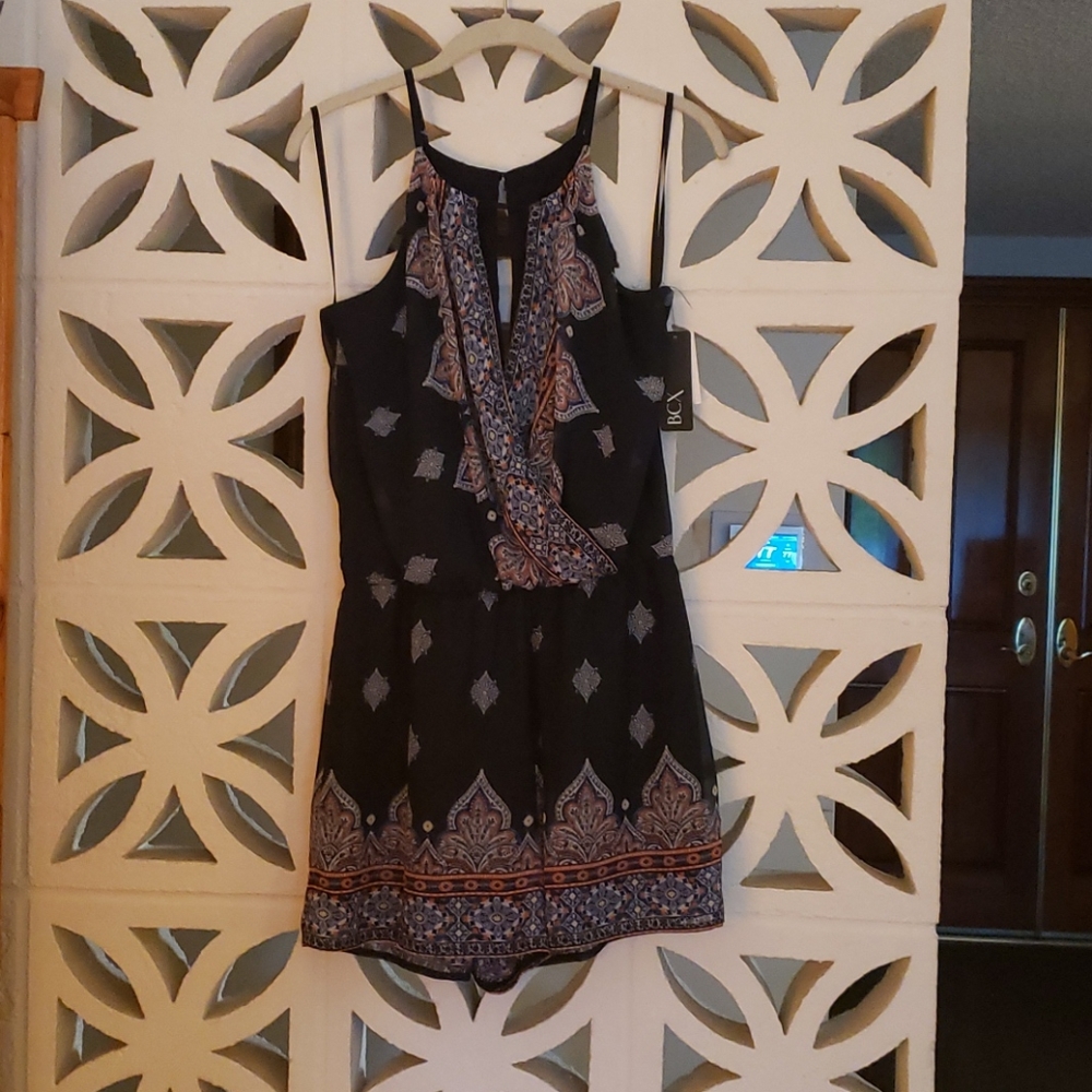 Blue pattern romper